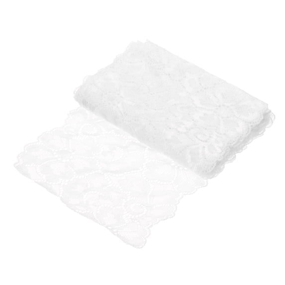 Uxcell 7.1 Inch Wide 5 Yard Lace Ribbon Floral Pattern,White Lace Trim Ribbon for Sewing Making