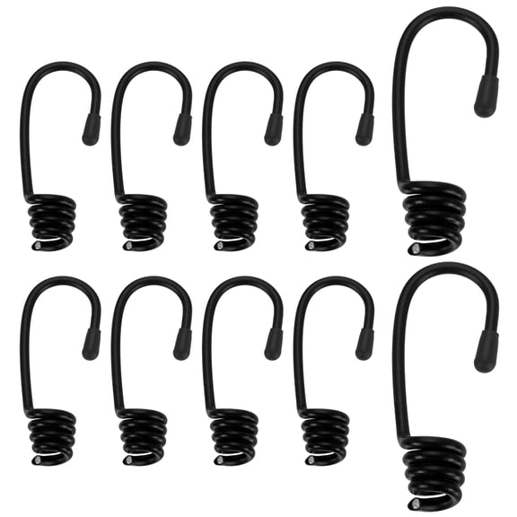 Uxcell 7/16"(11mm) Bungee Cord Hooks 3.3" Length, 15Pcs Heavy Bungee Shock Cord Hook Spiral Wire Hooks End for Rope Strapping Tape Camping Tents Trucks Boats, Black