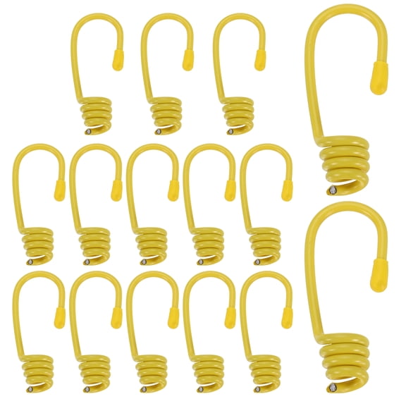 Uxcell 7/16"(11mm) Bungee Cord Hooks 3.3" Length, 15Pcs Heavy Bungee Shock Cord Hook Spiral Wire Hooks End for Rope Strapping Tape Camping Tents Trucks Boats, Black