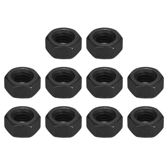 Uxcell 7/16-14 Hex Nuts, Carbon Steel Grade 8.8 Black Oxide Hexagon Nut for Screw Bolt, 10 of Pack