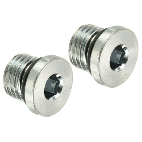 Uxcell 7/16-20UNF Internal Hex Head Pipe Fitting Plug, 2 Pack Male Thread 45# Steel Socket Plug with Sealing Ring