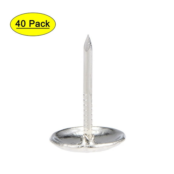 Uxcell 7/16-Inch Head Dia Round Push Pins Silver Tone Upholstery Nails Tacks 40 Pack