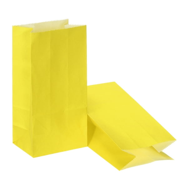 Uxcell Party Favor Paper Bags Kraft Paper Goodie Gift Bags for Wedding Birthday Yellow 7.1x2.4x3.5 inch