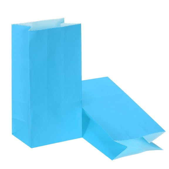 Uxcell Party Favor Paper Bags, Kraft Paper Goodie Gift Bags for Weddings and Birthdays Light Blue 7.1x2.4x3.5 Inch