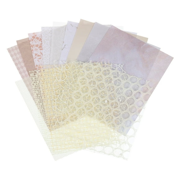 Uxcell 7.1x5.2" Scrapbook Texture Paper Set, 15pcs Mesh Fabric Craft Textured Paper Sheet, Yellow