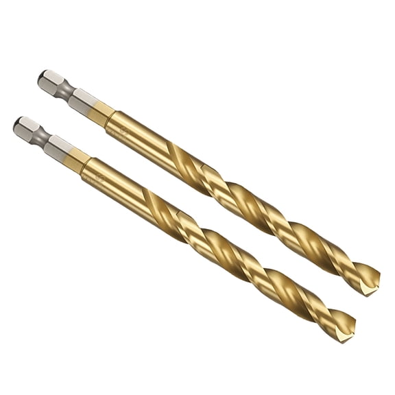 Uxcell 7.2mm Hex Shank Drill Bit, M2 High-Speed Steel Bits Quick Change Design for Impact Driver 135 Titanium Nitride TiN Coated for Stainless Steel Hard Metal - 6 Pack