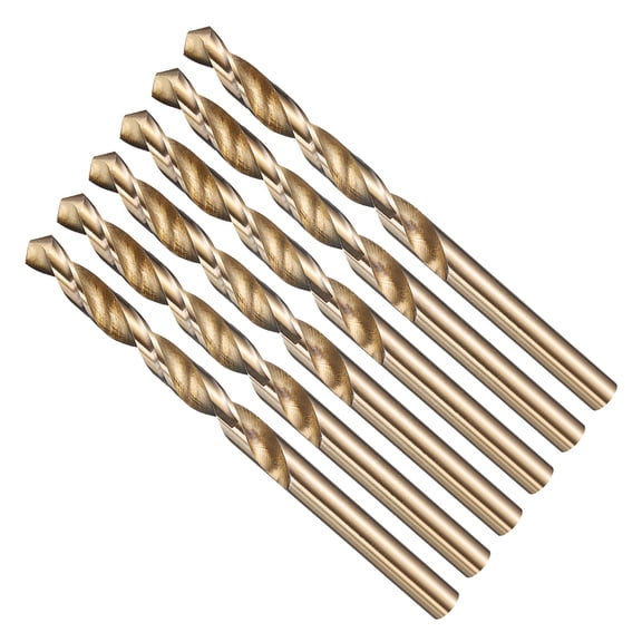 Uxcell 7/32"" Drill Bit Straight Shank 4241 HSS Gold Finish, 6pcs