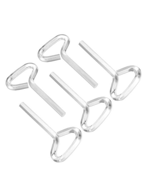 7/32 Inch Hex Key, 5 Pcs Hex Dogging Key T-Shaped Standard Hexagon Wrench Door Keychain for Push Bar Exit Device, Silver