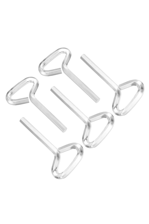 7/32 Inch Hex Key, 5 Pcs Hex Dogging Key T-Shaped Standard Hexagon Wrench Door Keychain for Push Bar Exit Device, Silver