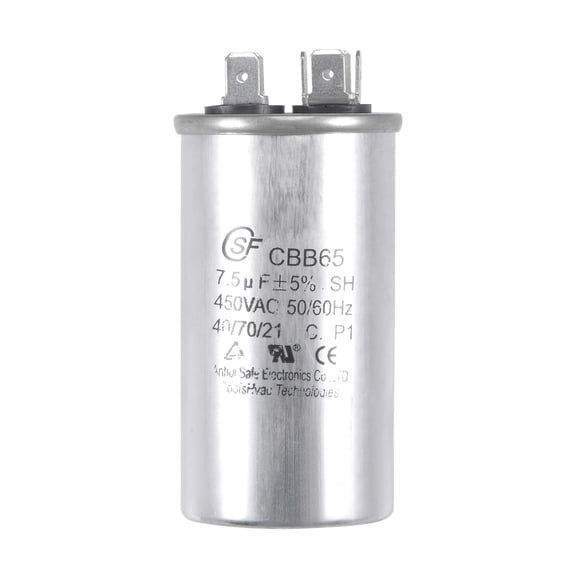 Uxcell 7.5uF 450V AC Aluminum Case with Terminal Round CBB65 Run Capacitor
