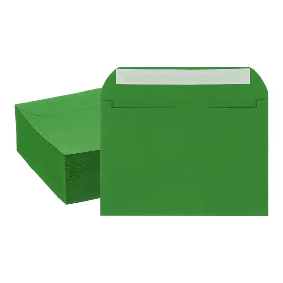 Uxcell 7.5x5.5 Inch Invitation Envelopes, 100 Pcs Self-Seal for A7 Weddings and Cards Light Dark Green