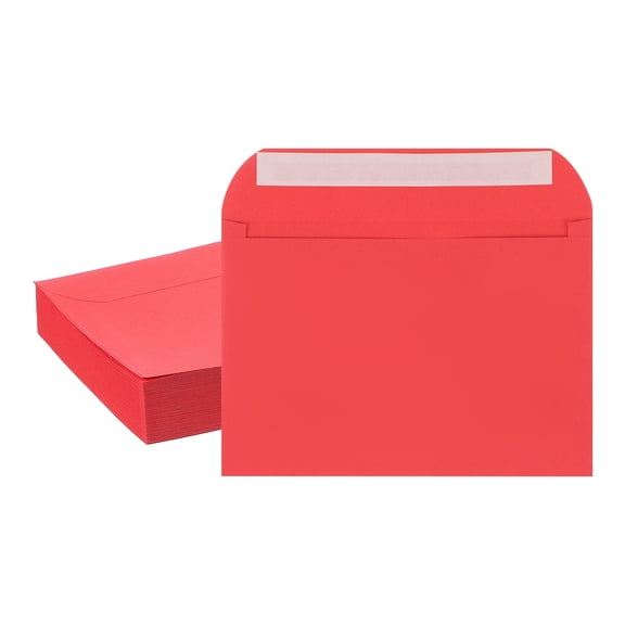 Uxcell 7.5x5.5 Inch Invitation Envelopes, 50 Pcs Self-Seal for A7 Weddings and Cards Red