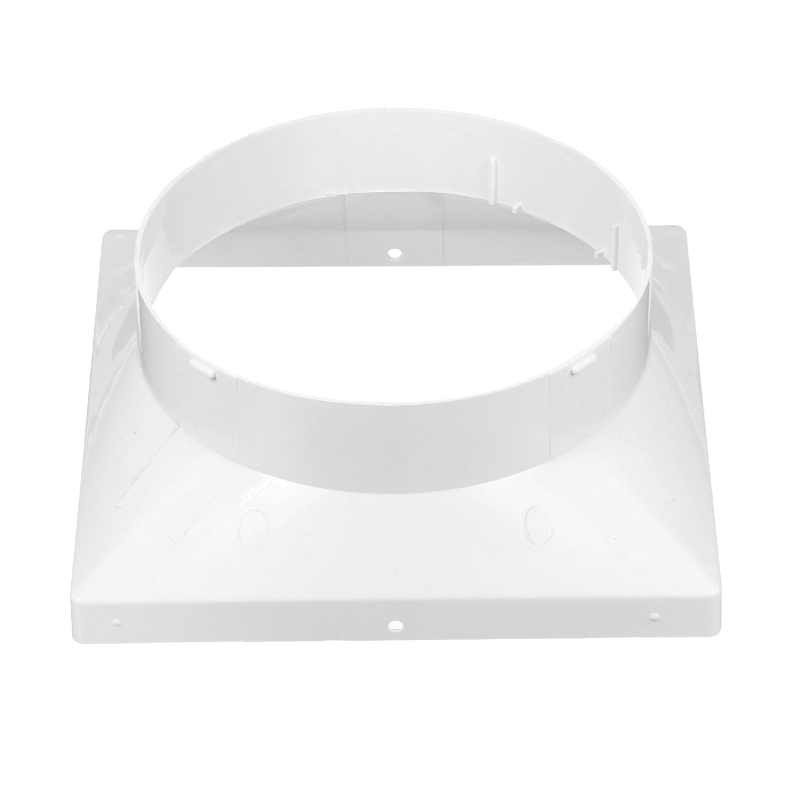 Uxcell 7" to 6" Duct Connector Flange, Plastic Square to Round Straight Dryer Vent Wall Plate for Air Heating Cooling Ventilation System HVAC Exhaust Fan, White