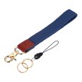 thumbnail image 1 of Uxcell 7.6" Keychain Wristlet, Key Chain Wristlet Bracelet Braided Wrist With Double Rings Cold Blue, 1 of 5