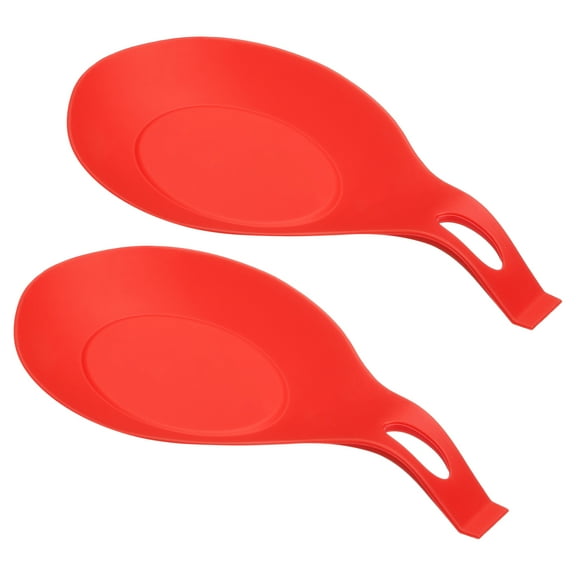 Uxcell 7.68" x 3.74" Heat Resistant Silicone Spoon Rest Kitchen Utensil Holder, Red 2Pack