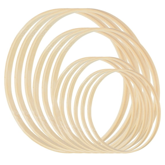 Uxcell 7"/8"/10"/12" Bamboo Macrame Floral Hoop Craft Rings for DIY Decor 12Pcs