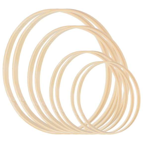 Uxcell 7"/8"/10"/12" Bamboo Macrame Floral Hoop Craft Rings for DIY Decor 8Pcs