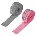thumbnail image 1 of Uxcell 7/8"5Yard Volleyball Grosgrain Craft Ribbon Polyester Burlap Ribbon Pink Grey 2 Roll, 1 of 6