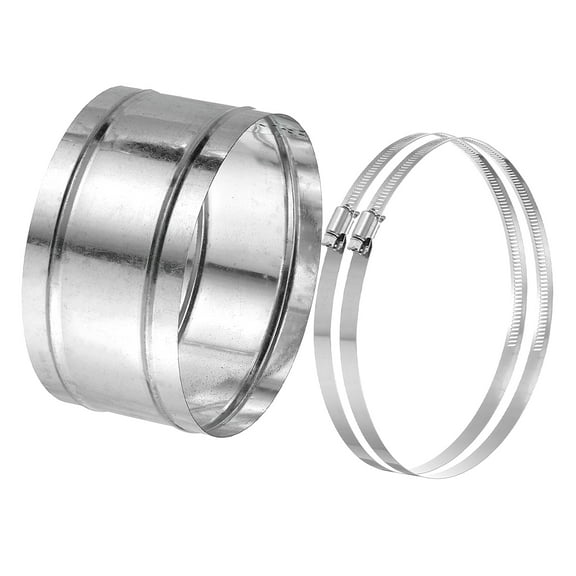 Uxcell 7.8" Duct Connector, 1 Set Galvanized Iron Duct Coupling Vent Coupler Dryer Pipe Coupling Hose Extension Connector with Duct Clamps for HVAC Exhaust Fan Vent Systems, 4" Long