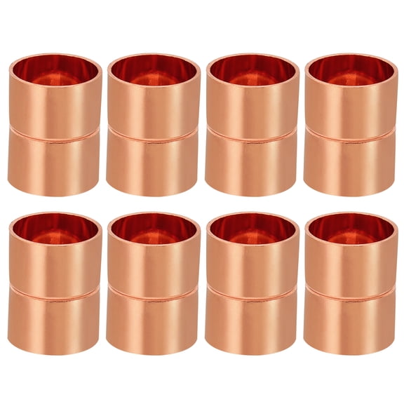 Uxcell 7/8 Inch ID Copper Coupling Fittings, 8 Pcs Rolled Tube Stop Straight Pipe Fitting Welding Joint for HVAC