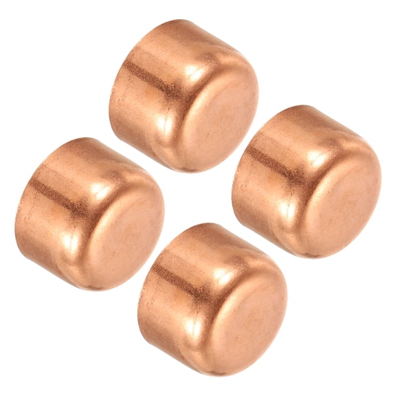 Uxcell 7/8 Inch ID Copper Pipe End Cap, 4 Pcs Copper Fitting Cap Sweat Plug Solder Connection for HVAC, Air Conditioner
