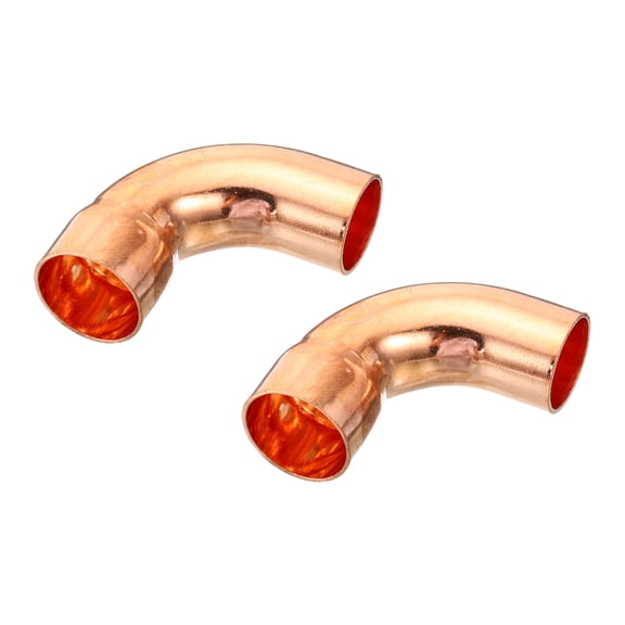 Uxcell 7/8 Inch ID Elbow Copper Pipe Fitting 90 Degree Short Turn Pressure Connector Sweat Solder Connection 2 Pack