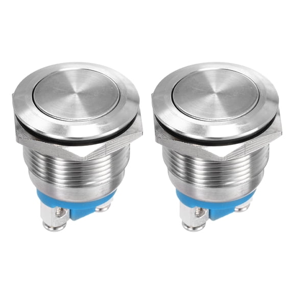 Uxcell 7/8" Momentary Push Button Switch Flat Head 250V With Screw Foot 1NO 2Pcs