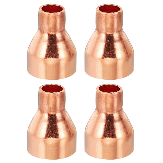 Uxcell 7/8" to 1/2" ID Copper Reducer, 4pcs Copper Reducing Coupling Pressure Fitting Pipe Tube Connector Adapter