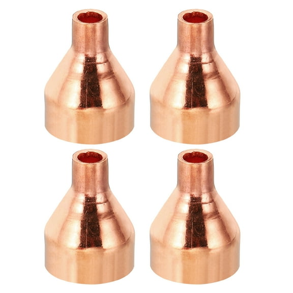 Uxcell 7/8" to 1/4" ID Copper Reducer, 4pcs Copper Reducing Coupling Pressure Fitting Pipe Tube Connector Adapter