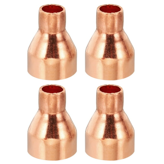 Uxcell 7/8" to 3/8" ID Copper Reducer, 4pcs Copper Reducing Coupling Pressure Fitting Pipe Tube Connector Adapter