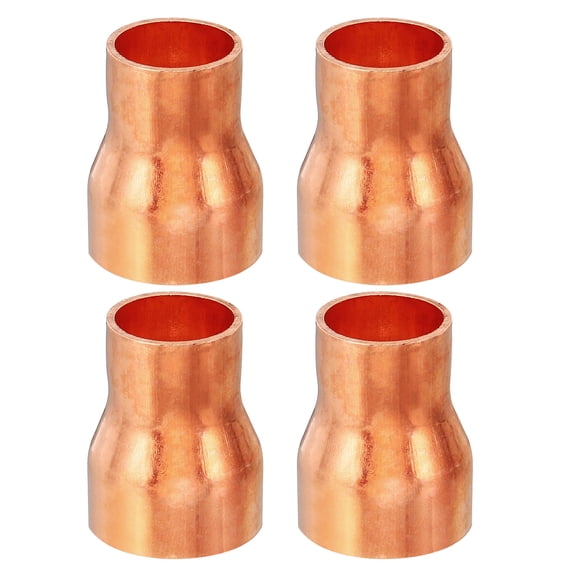 Uxcell 7/8" to 5/8" ID Copper Reducer, 4pcs Copper Reducing Coupling Pressure Fitting Pipe Tube Connector Adapter