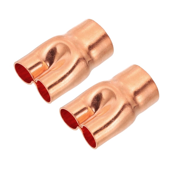 Uxcell 7/8" x 1/2" x 1/2" ID Tee Y Type Copper Fitting, 2 Pcs Welding Joint Split Union or HVAC Air Conditioning