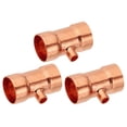 thumbnail image 1 of Uxcell 7/8" x 1/4" x 7/8" ID Reducing Tee Copper Fitting, 3pcs Copper Pipe Tube Connector Adapter Reducer, 1 of 5