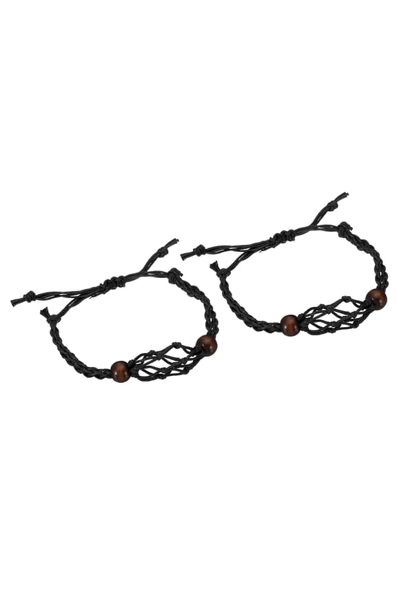7.87-11.02" Empty Stone Holder, 2 Pack 1.38" Wax Rope, Black