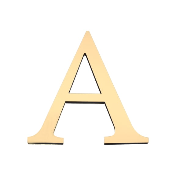 Uxcell 7.87 Inch 3D Acrylic Alphabet Mirror Wall Stickers Letter A Self Adhesive Letter Sign for Home Decoration Light Gold