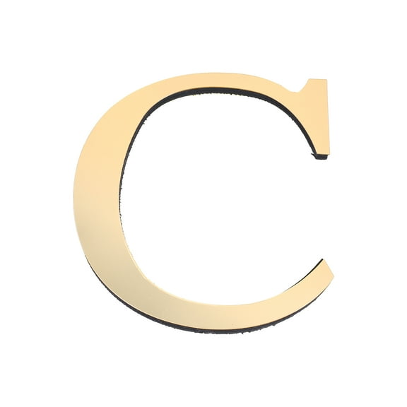 Uxcell 7.87 Inch 3D Acrylic Alphabet Mirror Wall Stickers Letter C Self Adhesive Letter Sign for Home Decoration Light Gold