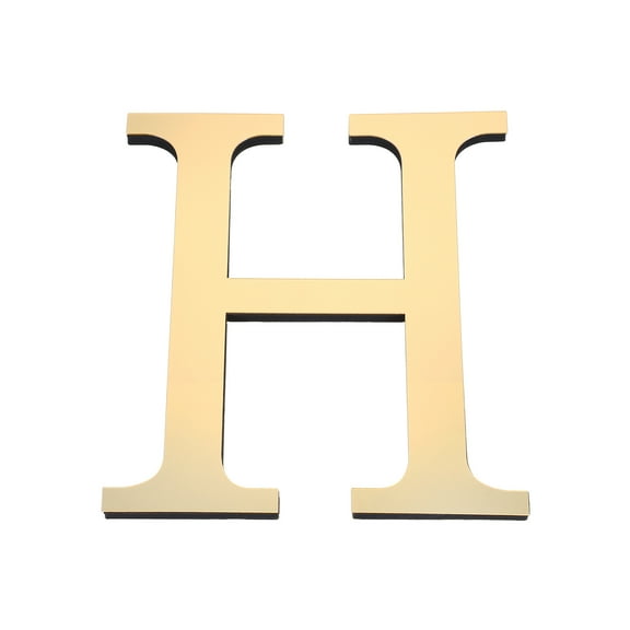 Uxcell 7.87 Inch 3D Acrylic Alphabet Mirror Wall Stickers Letter H Self Adhesive Letter Sign for Home Decoration Light Gold