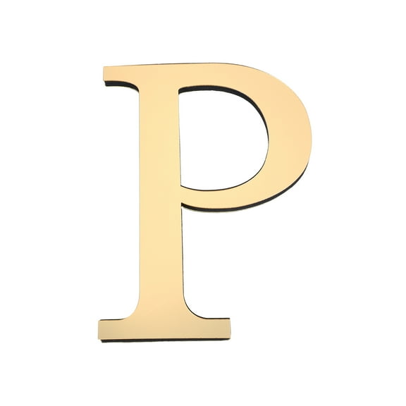 Uxcell 7.87 Inch 3D Acrylic Alphabet Mirror Wall Stickers Letter P Self Adhesive Letter Sign for Home Decoration Light Gold