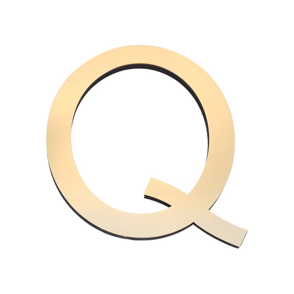 Uxcell 7.87 Inch 3D Acrylic Alphabet Mirror Wall Stickers Letter Q Self Adhesive Letter Sign for Home Decoration Light Gold