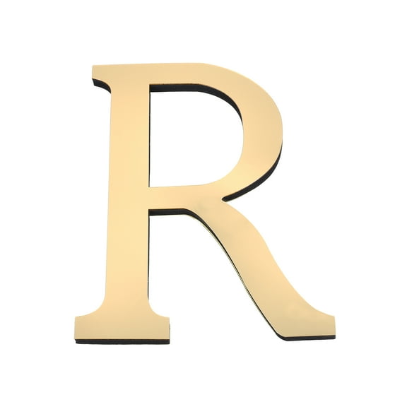 Uxcell 7.87 Inch 3D Acrylic Alphabet Mirror Wall Stickers Letter R Self Adhesive Letter Sign for Home Decoration Light Gold