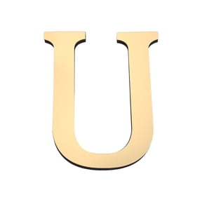 Uxcell 7.87 Inch 3D Acrylic Alphabet Mirror Wall Stickers Letter U Self Adhesive Letter Sign for Home Decoration Light Gold