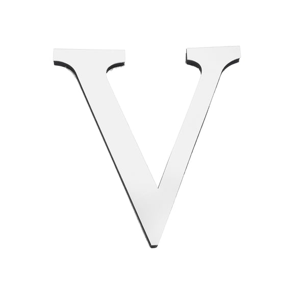 Uxcell 7.87 Inch 3D Acrylic Alphabet Mirror Wall Stickers Letter V Self Adhesive Letter Sign for Home Decoration Silver