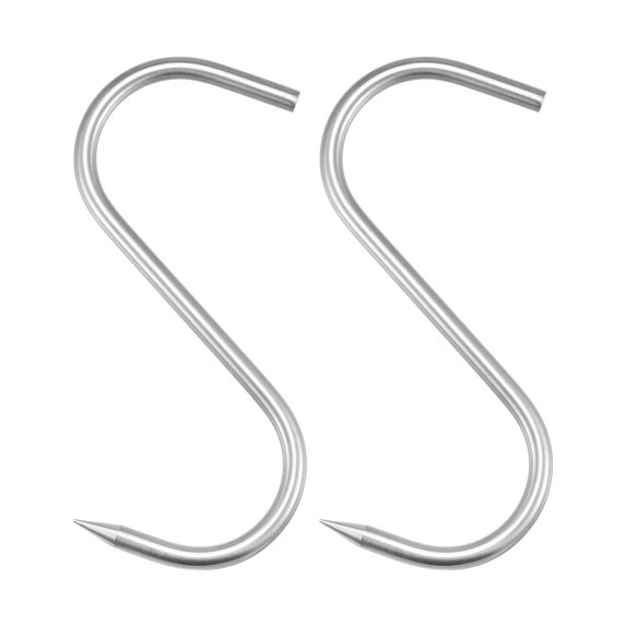 Uxcell 7.87" Meat Hooks, 0.39" Thick Stainless Steel S-Hook, Meat Processing Hanging 2Pack