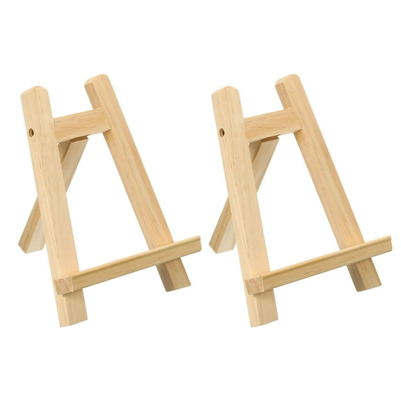 Uxcell 7.9" Mini Wooden Easel Stand, 2 Pack Table Use Triangle Holder for Displaying Photos, Wedding, Wood Color