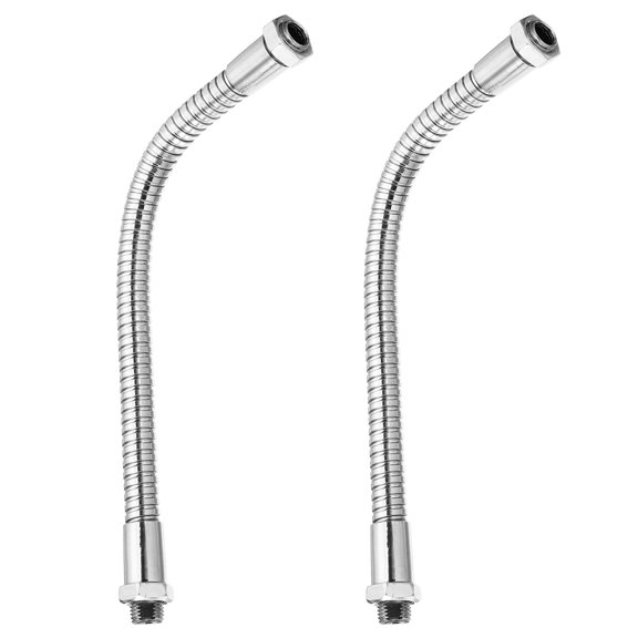 Uxcell 7.9" Universal Gooseneck Hose, 2 Pcs M10 Fine Thread Metal Hose Flexible Arm Soft Tube Extension, Silver Tone