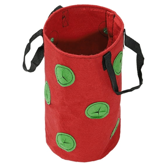 Uxcell 7.9" x 13.8" 3 Gallon Hanging Strawberry Grow Bag with 12 Holes Felt Fabric Red Green 1pack