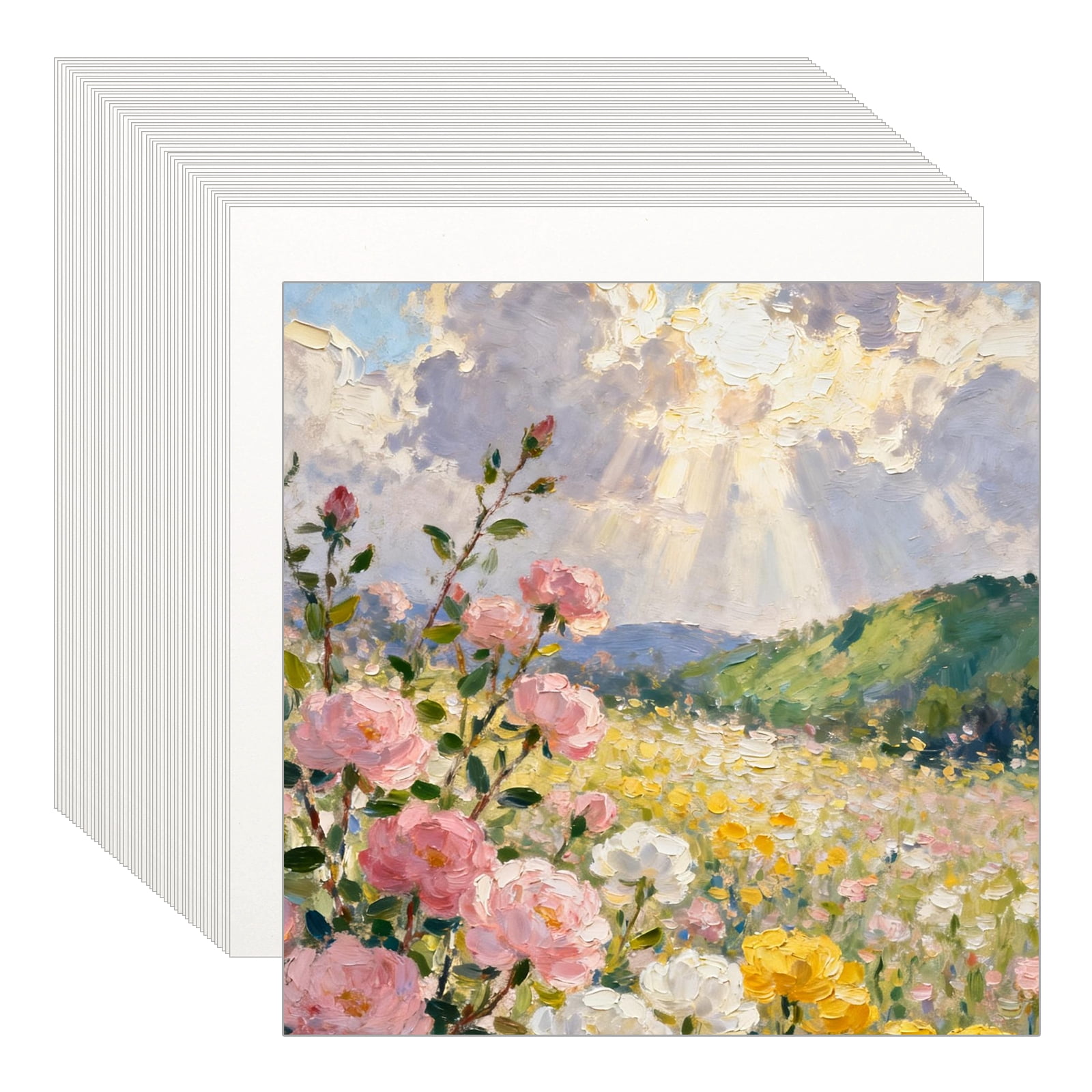 Uxcell 7.9 x 7.9 Inch Pastel Paper, 50 Pack 200 GSM Pastel Drawing Paper Heavyweight Artist Pastel Pad for Pencil Oil Charcoal Pastels Adults Crafts, Beige