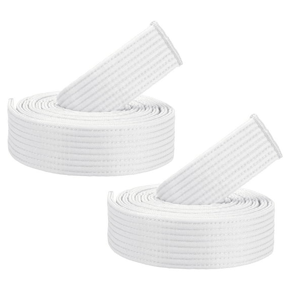 Uxcell 7.9FT Taekwondo Colored Ranking Belts for Competition Training, White 2 Pack