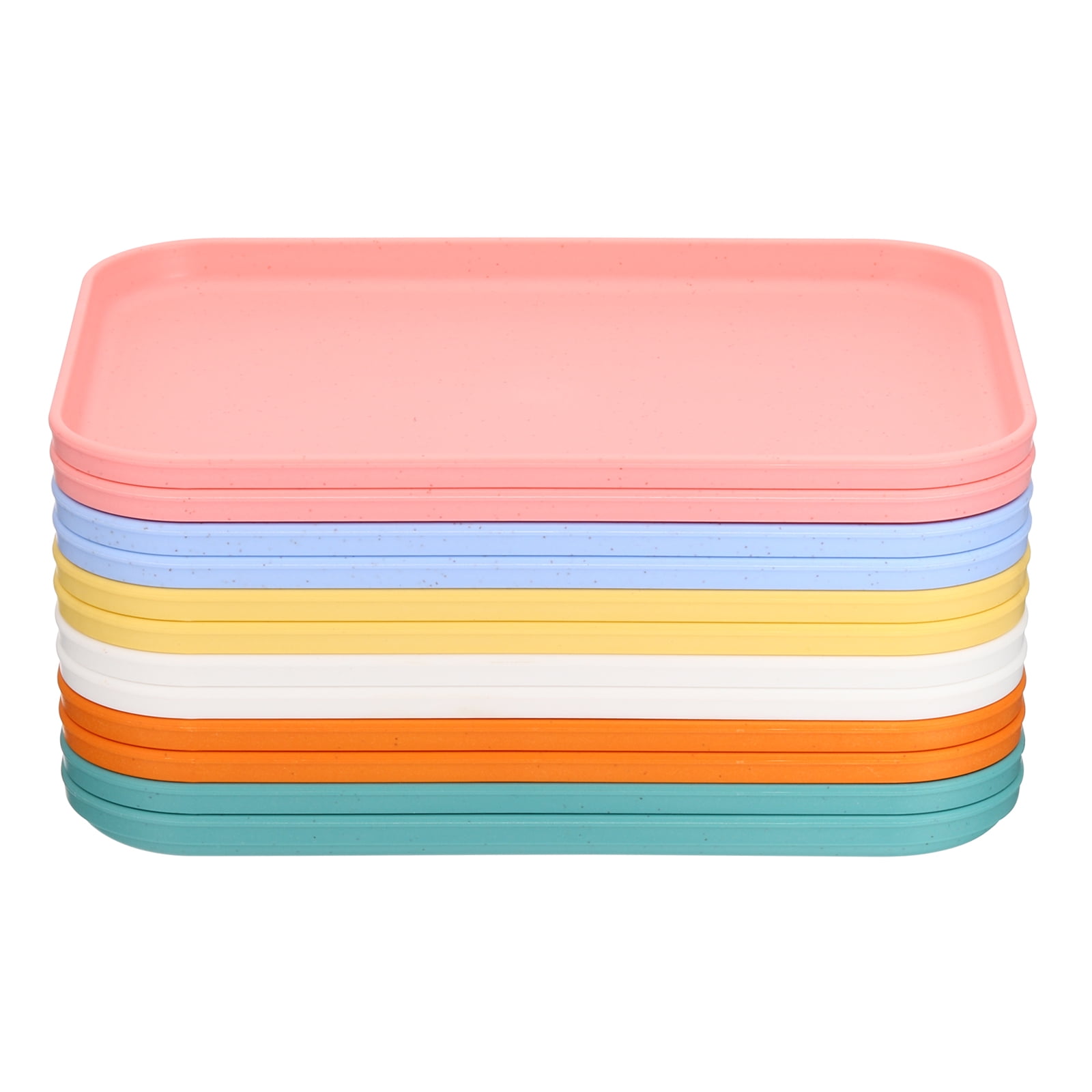 Skylety 18 Pack Colorful Plastic Food Trays – 9 Colors, 12x9 Inch, Wheat Straw Material For Parties & Cafeteria