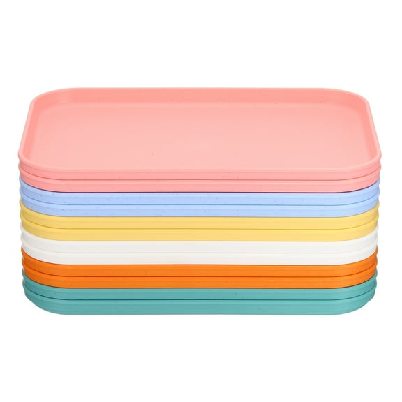 Uxcell 7.9x5.9" Fast Food Serving Tray, 12 Pack Bulk Plastic Reusable Kitchen Cafeteria Trays for Eating, Colorful